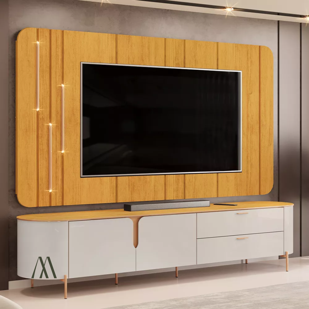Coleen TV Stand with Wall Panel