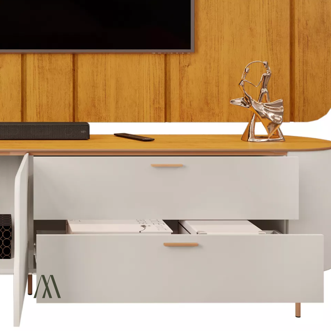 Coleen TV Stand with Wall Panel