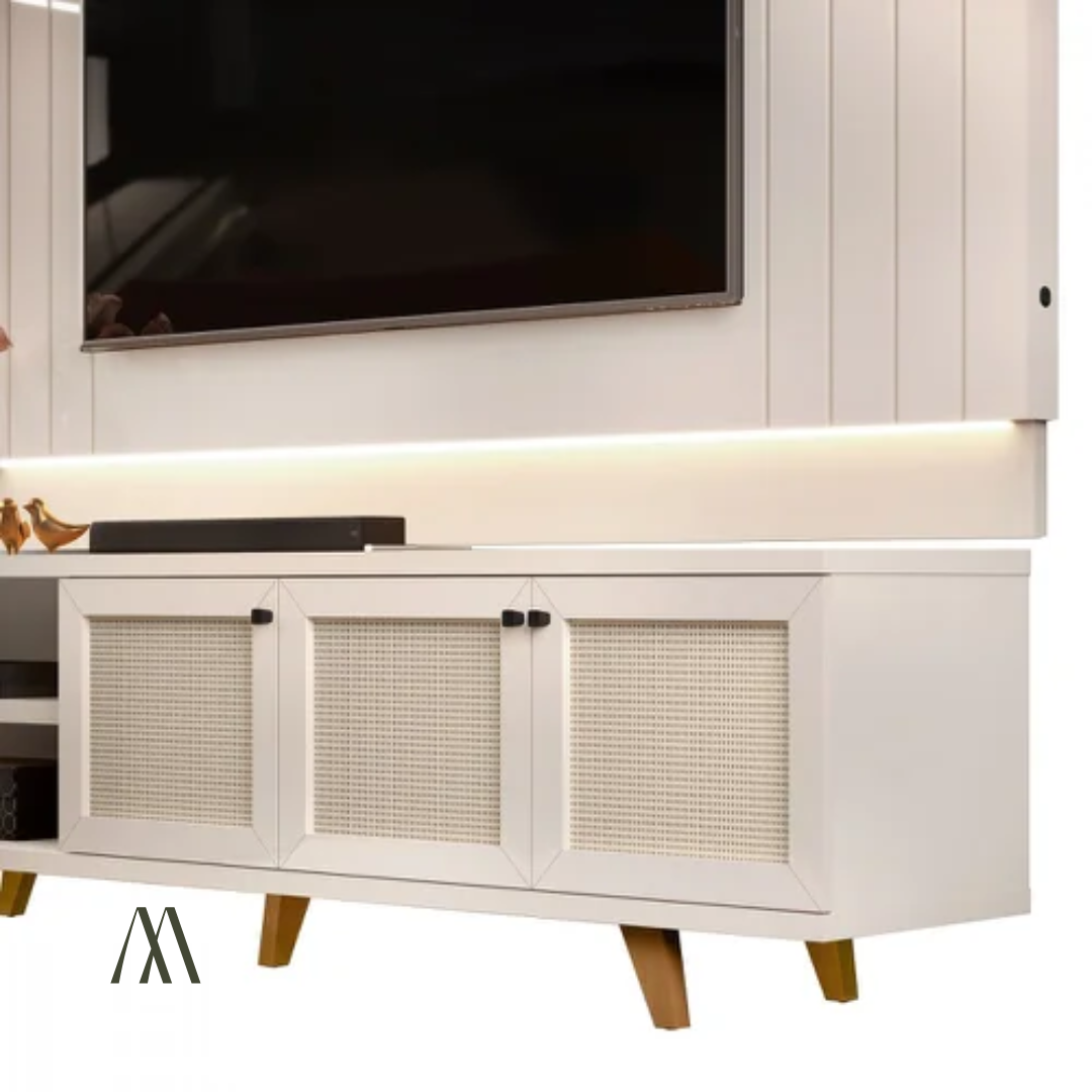 Vincer TV Stand with Wall Panel