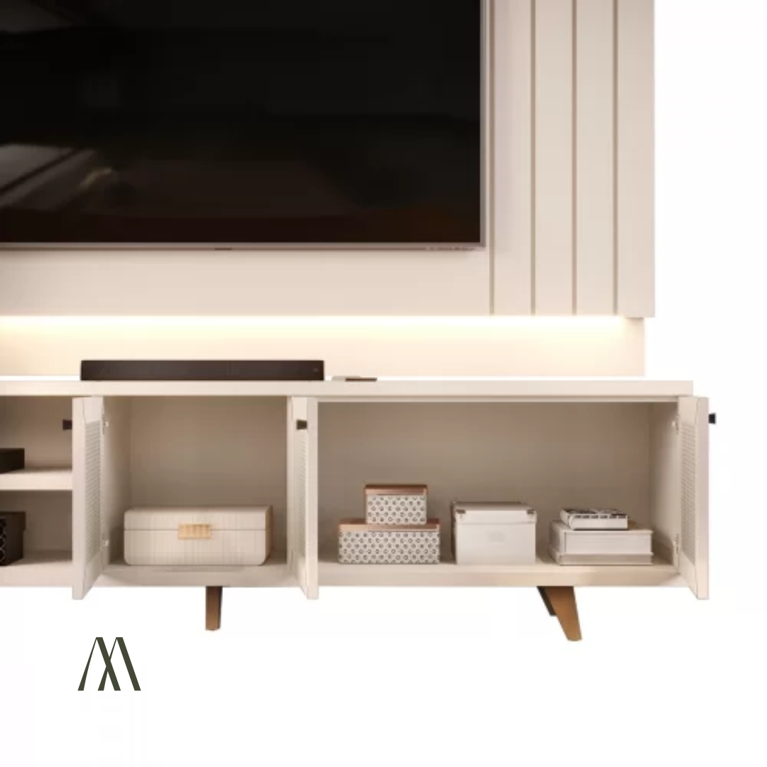 Vincer TV Stand with Wall Panel