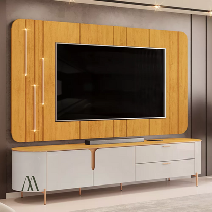 Coleen TV Stand with Wall Panel