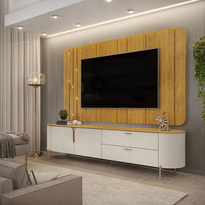 Coleen TV Stand with Wall Panel