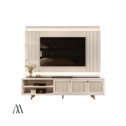 Vincer TV Stand with Wall Panel